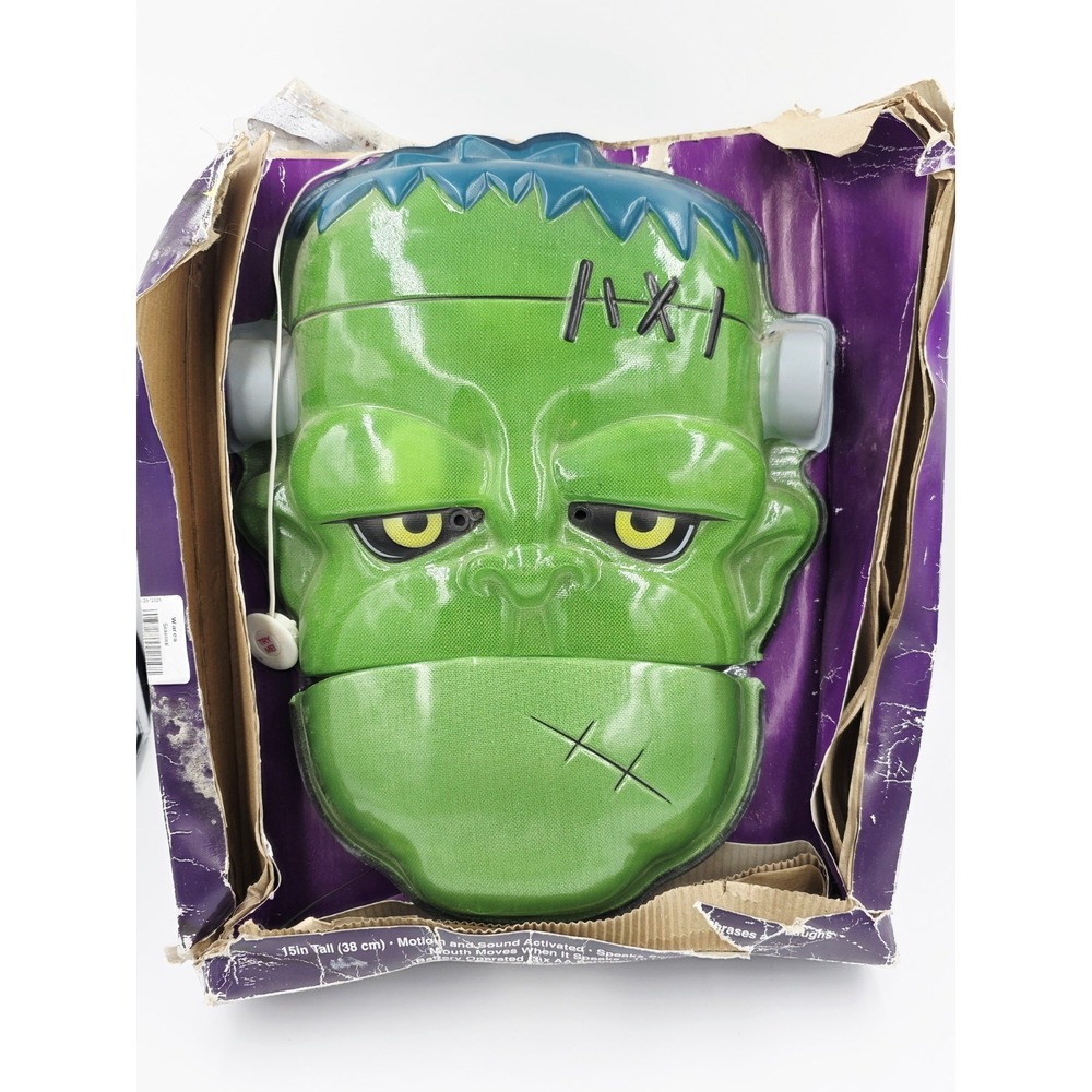 NIB Large Halloween Hanging Animated FRANKENSTEIN Lights Speaks Laughs 10 LEDs